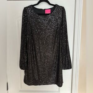 EUC Lilly Pulitzer black sequin long sleeve Nicolene romper